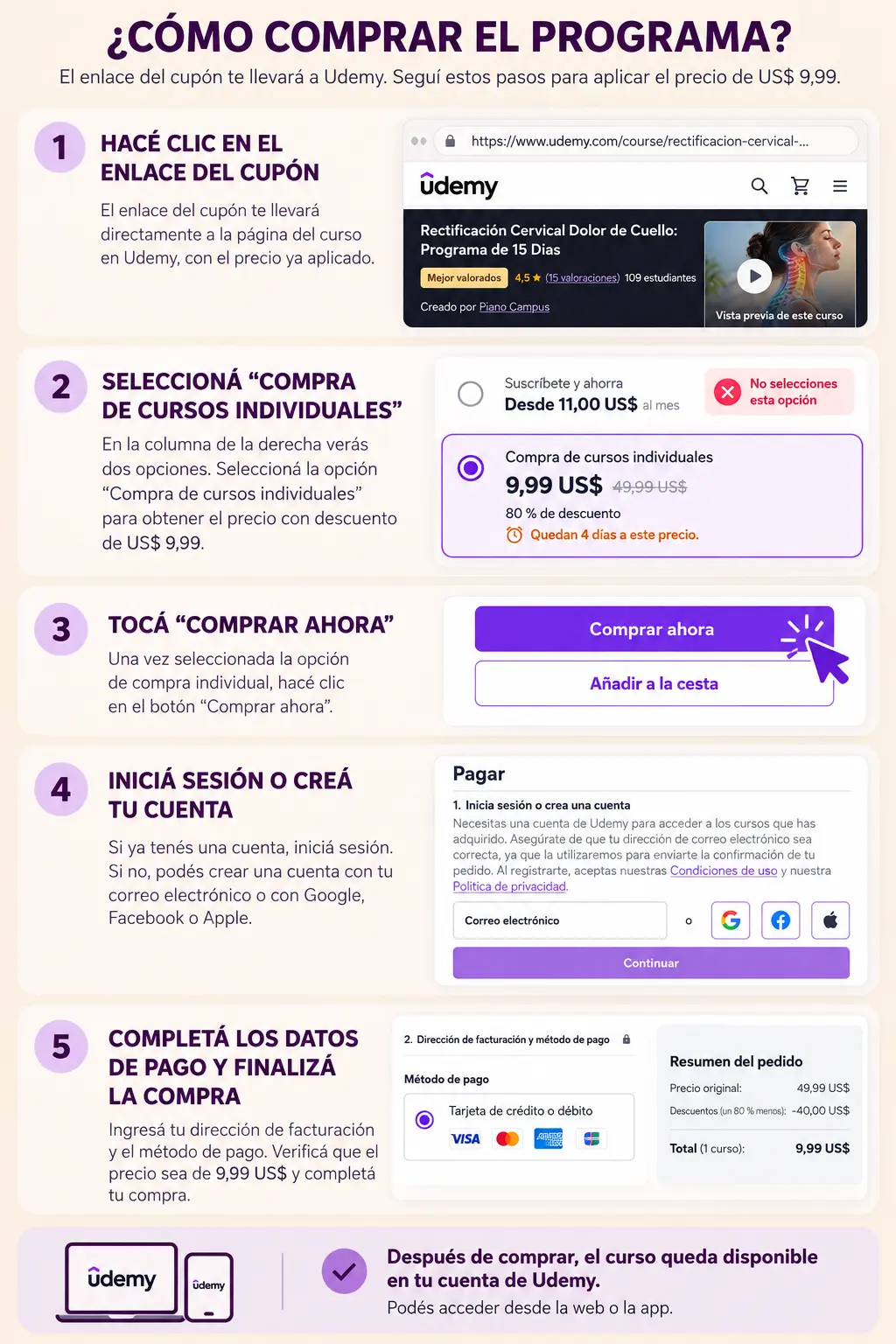 Cómo comprar el programa en Udemy paso a paso